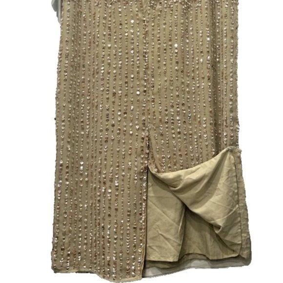 Mac Duggal Nude Sequin Beaded Midi Sheath Dress NWT Size 14 - Picture 13 of 16